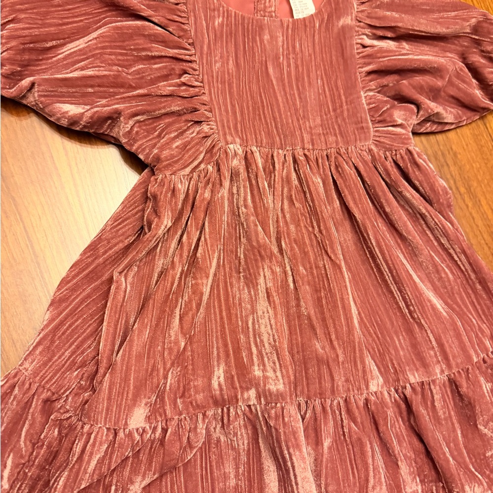 18M H&M dusty rose crushed velvet dress - Picture 2 of 3
